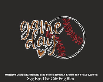 Game Day Baseball Rhinestone Template, Baseball Cricut SVG, ss10 (Digital Download)