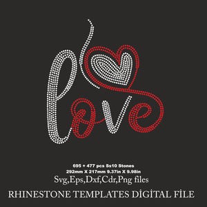 Love Rhinestone Templates,  rhinestone love ss10  Cricut rhinestone template rhinestone Download File svg eps png dxf cdr