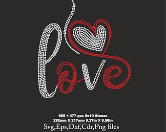 Love shirt svg, Rhinestone Template love, ss10 svg file for  Cricut rhinestone template rhinestone Download File svg eps png dxf cdr