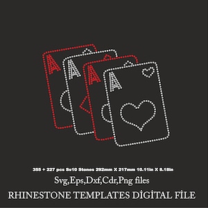 Strass sjabloon poker, gamekaart strassteen sjablonen, svg-bestand voor Cricut strass sjabloon downloadbestand svg eps png dxf cdr