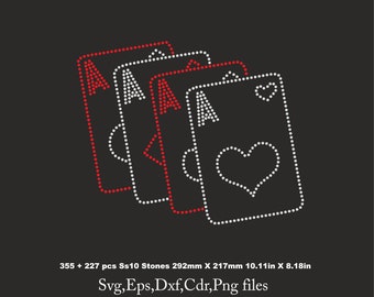 Rhinestone Template Poker, game card shirt svg, svg file for Cricut rhinestone template Download File svg eps png dxf cdr