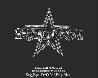 Rhinestone Template rock n roll, rock shirt svg,Rock rhinestone templates, ss6 ss10 Cricut rhinestone template Download  svg eps png dxf cdr