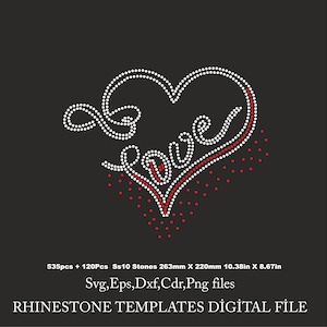 Love Rhinestone Template, Svg File For Cricut Rhinestone Template, Heart ss10 Svg Rhinestone File For Cricut Rhinestone Svg