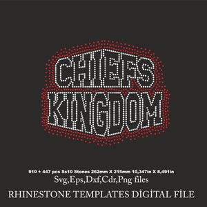 Chiefs Rhinestone Template, Football, baseball rhinestone, Chiefs Kingdom Rhinestone Template, rhinestone Svg ss10 Cricut Download File