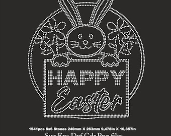 Happy Easter Rhinestone Template, easter shirt svg, happy easter ss10 for Cricut template rhinestone  Download File svg eps png dxf cdr