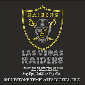 Plantilla de diamantes de imitación de los Raiders, Las Vegas, diamantes de imitación, plantilla de diamantes de imitación para porras, diamantes de imitación SVG, Raiders SS6 para Cricut, descarga de archivo SVG