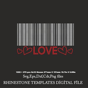 Valentine&#39;s Day Rhinestone Template, Love shirt svg, Love Rhinestone template, Cricut rhinestone template, ss10 Download File svg