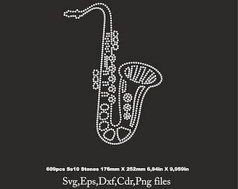 Saxophone Rhinestone Template, Saxophone svg template,Music shirt svg, ss10 for Cricut rhinestone template Download File svg eps png dxf cdr