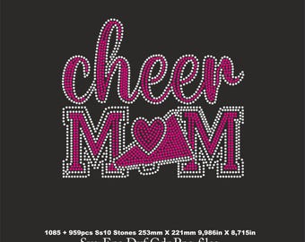 Cheer Mom Rhinestone Template, Cheer Mom shirt svg, Mom svg file for Cricut template, ss10 rhinestone Download File svg eps png dxf cdr