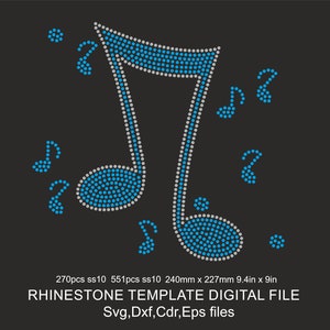 Music Rhinestone Template, Note template, Music shirt svg, ss10 for Cricut rhinestone template design Download File svg eps png dxf cdr