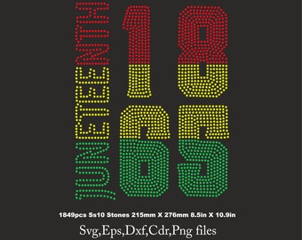 Juneteenth Freedom Rhinestone Template Bling Transfer Rhinestone ss10 SVG DXF PNG for Cricut Silhouette Digital Cut File Machines Silhouette