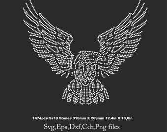Eagle Rhinestone Template, Eagle shirt svg, Eagle svg file for Cricut, rhinestone template, rhinestone Download File svg eps png dxf cdr