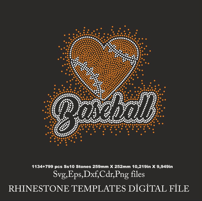 Baseball Rhinestone Template, Baseball Shirt Svg,baseball Heart for ...