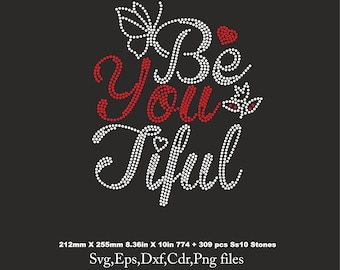 Beautiful You Rhinestone Template, Beyoutiful for Cricut, rhinestone template, rhinestone ,ss10  Download File svg eps png dxf cdr