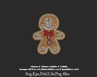 Gingerbread Rhinestone Template, Christmas cookie Template, Christmas shirt svg,SS10 svg file for Cricut Svg Cdr Eps png Dxf