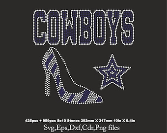 Cowboys Rhinestone Template, Football shirt svg ,High Heel svg, cricut cowboys, Ss10 svg file for Cricut Download  file Svg Cdr Eps Dxf