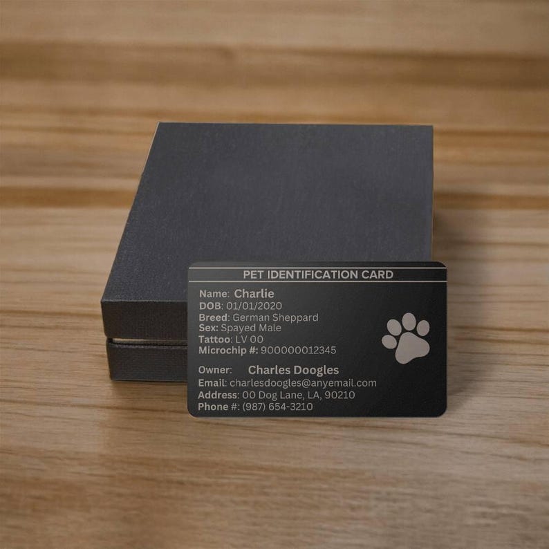 Personalized Pet Identification Card-custom Emergency Pet ID Engraved ...