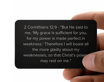 2 Corinthians 12:9 Engraved Metal Wallet Card- Inspirational Christian Bible Verse Affirmations Messages-Inspirational Scripture