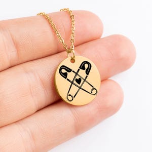 Custom Safety Pin-Mental Health Pendant Necklace- Emotional Support-Protection Jewelry-Wellness Gift