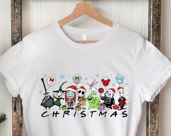 Chemise de Noël Cauchemar avant Noël, chemise de Noël Jack et Sally, chemise de Noël Jack Skellington, chemise de Noël Disney.