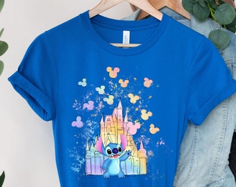 Camiseta Stitch, camiseta Stitch Disney, camiseta Stitch Disneyworld, camiseta Stitch Watercolor Castle, camiseta Disney Stitch Balloon, camiseta linda Stitch