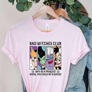 悪役ファッション T シャツ、マレフィセント シャツ、クルエラ T シャツ、アースラ T シャツ、邪悪な女王 T シャツ。