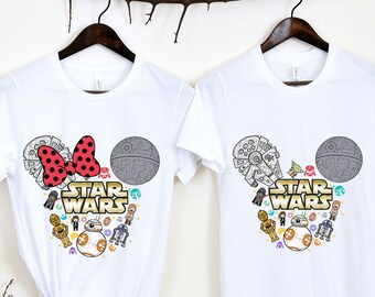 Maglietta di Star Wars, maglietta di coppia di Star Wars, maglietta di San Valentino di Star Wars, Minnie di Star Wars, Disney Star Wars.