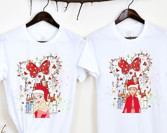 Camiseta navideña de la princesa Elsa Anna de Disney, camiseta de Elsa Anna de Frozen, camiseta de la princesa Elsa de Disney, camiseta navideña de Frozen, camiseta de viaje de Disney.