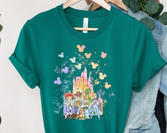 Chemise Toy Story, chemise Woody, chemise Disney aquarelle Toy Story, chemises personnages Disney, chemise famille Disney