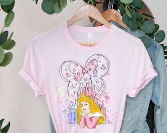 Disney Aurora Prinzessin Shirt, Dornröschen T-shirt, Disney Aquarell Tee, Disney Girl Trip, Prinzessin Shirt, Disney Family Trip.