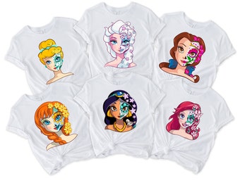 Camicie Principessa Halloween, Camicie Teschio Principessa, Camicia Spooky Principessa Disney, Camicie Disney Halloween