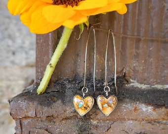 Turquoise heart drop earrings