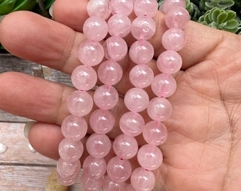 Grade AAA Natural Rose Quartz Bracelet 8mm Pink Crystal Beads, Handmade 7.5” Crystal Healing Stretch Bracelet - Love Gift