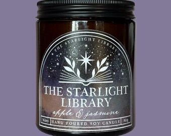 The Starlight Library Soy Candle | Apple & Jasmine | Fantasy Scents | Literary Inspired | Hand-Poured | Book Lovers | Reader