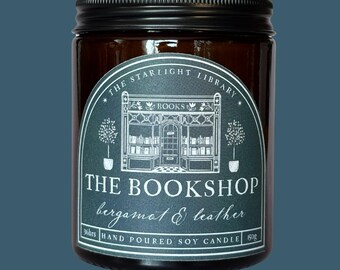 The Bookshop Soy Candle | Bergamot & Leather |Bookish | Fantasy Scents | Literary Inspired | Hand-Poured | Book Lover