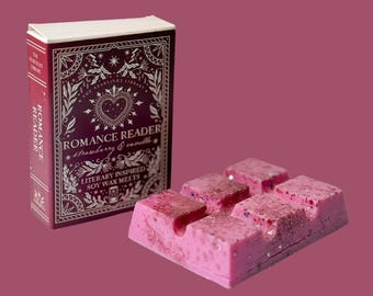 Romance Reader Wax Melts | Strawberry & Vanilla | Bookish | Fantasy Scents | Literary Inspired | Hand-Poured | Book Lovers | Reader