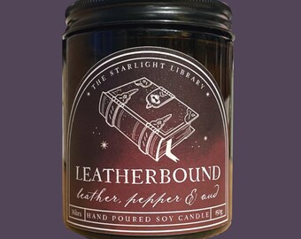 Leatherbound Soy Candle | Leather, Pepper & Oud | Bookish | Library Scents | Literary Inspired | Hand-Poured | Book Lover