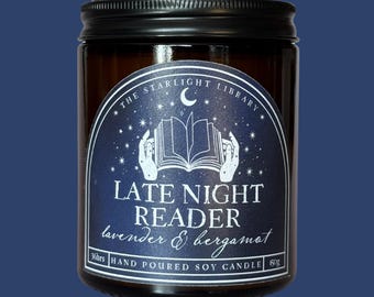 Late Night Reader Soy Candle | Lavender & Bergamot | Bookish | Fantasy Scents | Literary Inspired | Hand-Poured | Book Lover