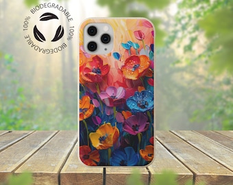 iPhone 11-17 / Samsung / Flores pintadas / Funda para teléfono / Ecológica / Biodegradable