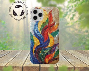 Fundas para iPhone 11-17, ecológicas, biodegradables, sostenibles, con diseño de azulejos teñidos.