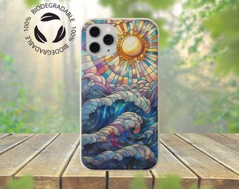 iPhone 11-17 | Samsung | Sun & Ocean Stained Glass Art | Eco-Friendly | Biodegradable