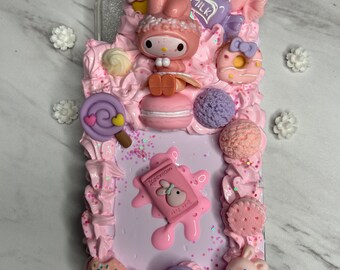 Cute Bunny Decoden Kawaii Melody Phone Case Whipped Cream Custom iPhone Case Kawaii Samsung Phone Ice Cream Phone Case Icing Case All Models