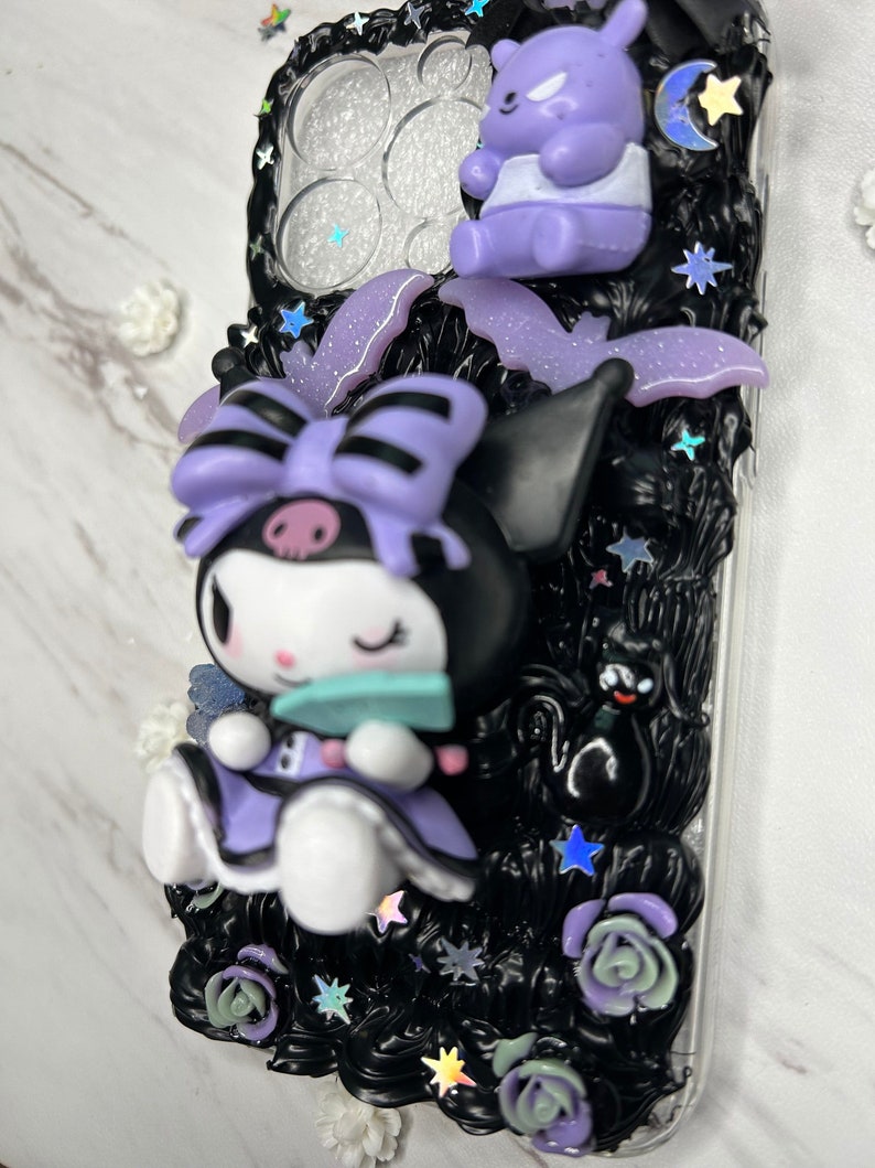 Kuromi Case Cute Gothic Fake Cream Decoden Phone Case Kawaii Cute Phone Case Goth iPhone Case