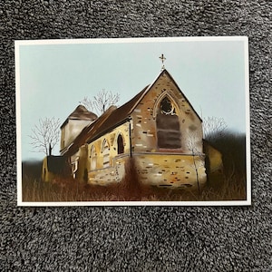 Impresión artística de una iglesia abandonada / Cartulina de 5x7 / Terror popular espeluznante / Gótico / Escalofriante / Terror atmosférico inquietante / Lugares deteriorados / Regalo único
