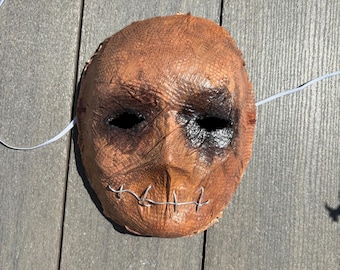 Handmade Paper Mache Halloween Mask: Creepy Burlap Style Halloween Costume