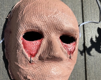 Handmade Paper Mache Mask: Creepy Eyes Forced Open Mask Halloween Costume