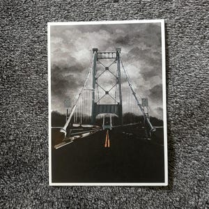 Impresión artística del puente de Wurts Street / Cartulina de 5x7 / Vista en Severance / Gótico / Escalofriante / Terror atmosférico / Regalo único
