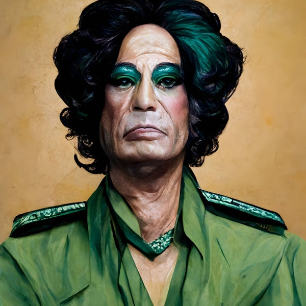 Muammar Gaddafi Humorous Funny Digital Poster - Transgender - Drag Queen - Political Humor