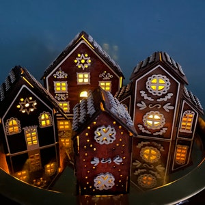 Gingerbread Style Laser Cut House Set - SVG, DXF - for 3 mm (1/8 inch) Plywood -   Glowforge - CNC- Instant Download