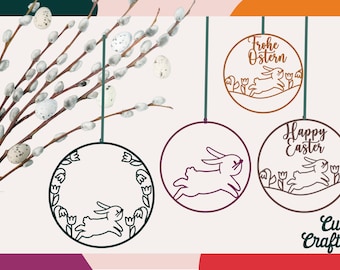 Bunny Easter Egg SVG Bundle – Laser Cut Ornaments, Tags (Set of 4)